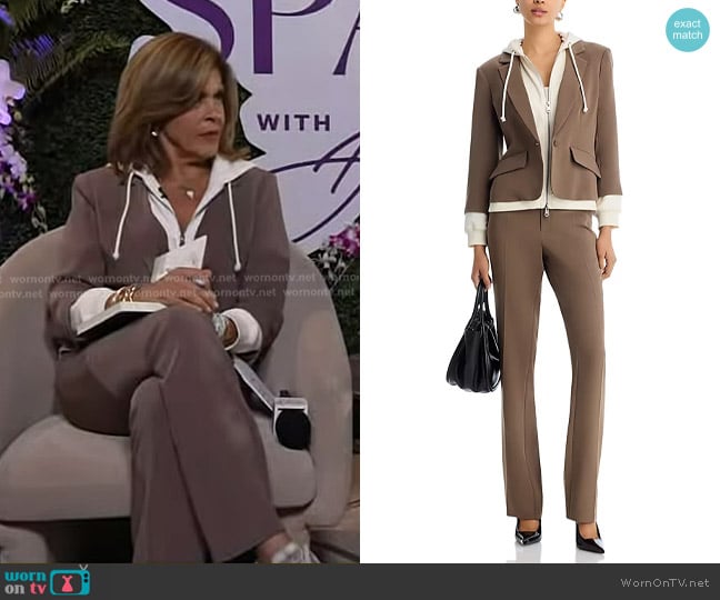 Cinq a Sept Khloe Hooded Blazer in Taupe/ivory worn by Hoda Kotb on Today