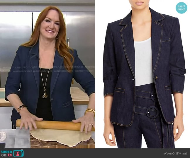 Cinq a Sept Khloe Ruched Sleeve Denim Blazer worn by Ree Drummond on Today