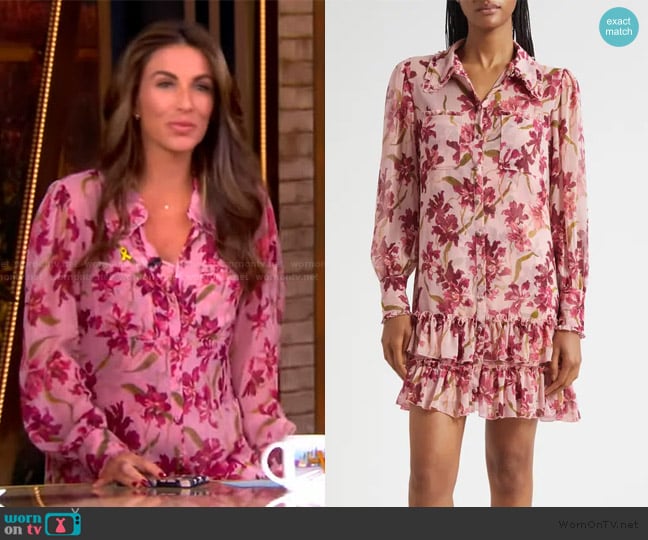 Cinq a Sept Lupetto Trailing Hibiscus Minidress worn by Alyssa Farah Griffin on The View