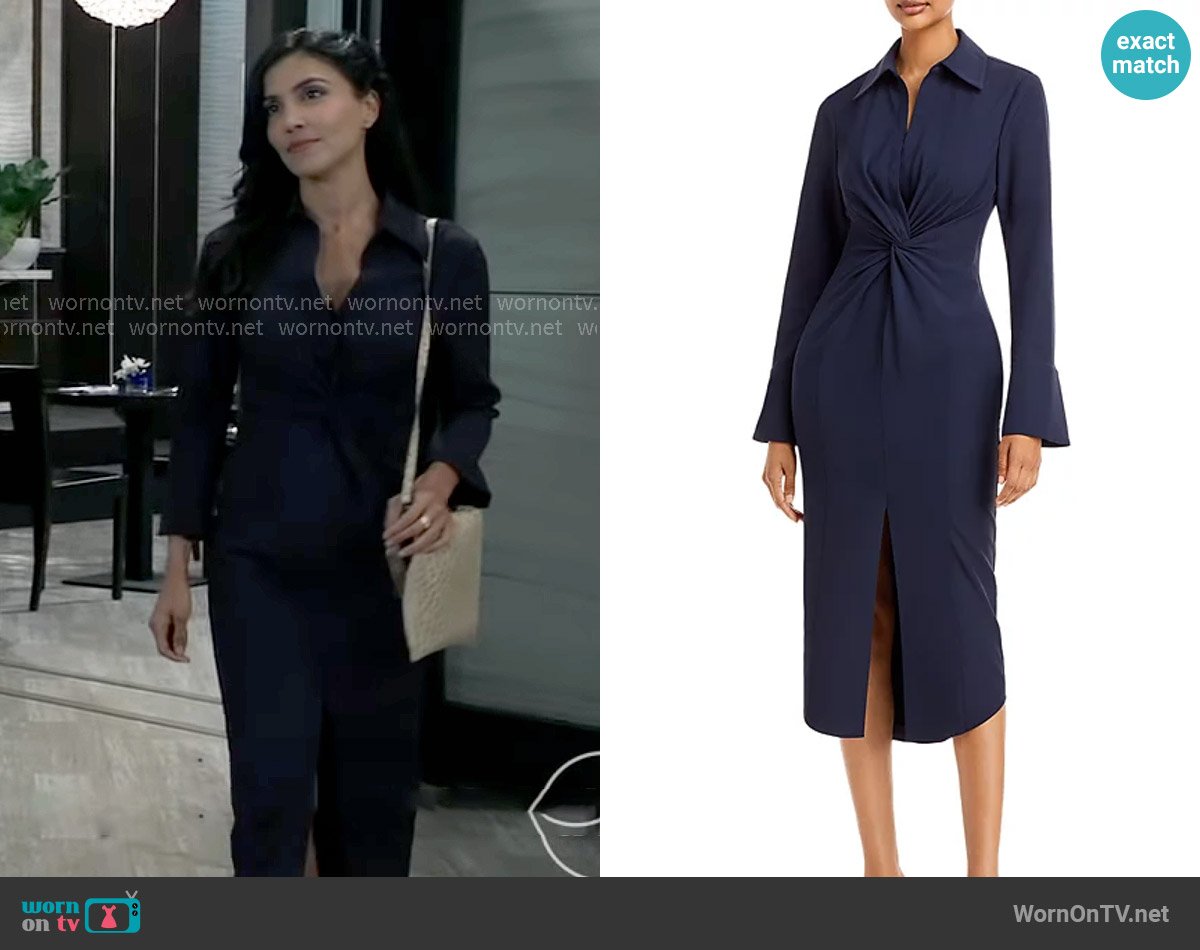 Cinq a Sept Mckenna Midi Dress worn by Justine Turner (Nazneen Contractor) on General Hospital