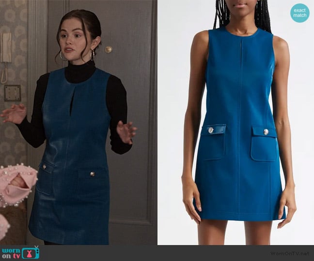 Cinq a Sept Mia Embossed Faux Leather Sleeveless Minidress worn by Mabel Mora (Selena Gomez) on Only Murders in the Building