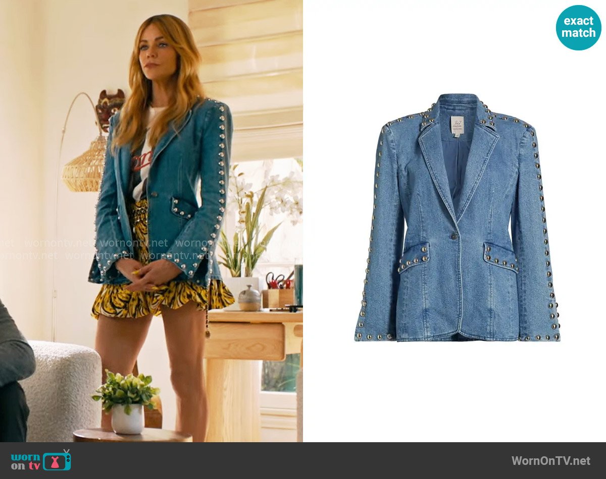 Morgan’s studded denim blazer on High Potential
