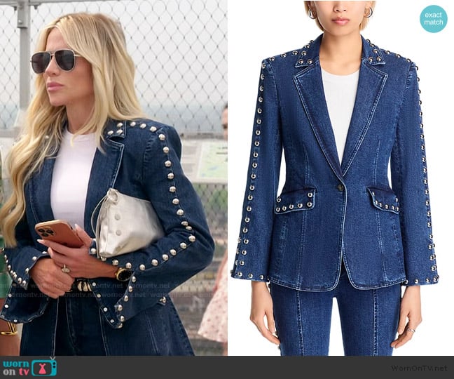 Cinq a Sept Studded Denim Milly Blazer worn by Jennifer Pedranti on The Real Housewives of Orange County