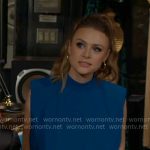 Claire’s blue padded shoulder dress on The Young and the Restless