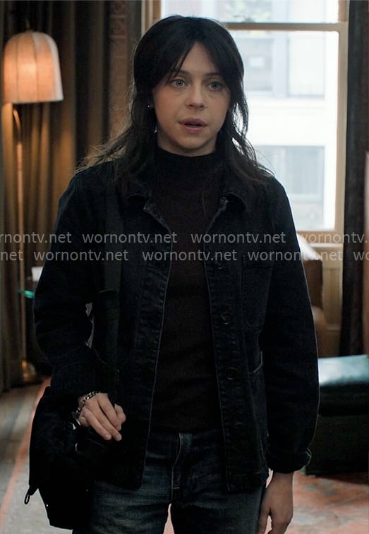Claire's black denim jacket on The Morning Show