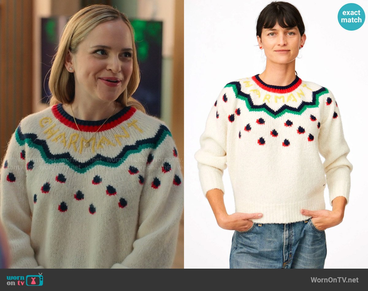 Clare V Fair Isle Sweater worn by Ainsley (Stephanie Styles) on Loot