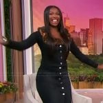 Coco Jones’s black faux fur denim jacket on Sherri