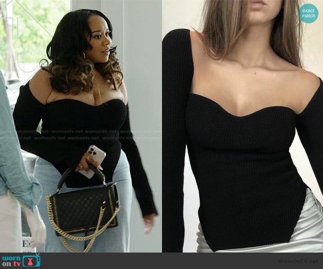 Commense Sweetheart Long Sleeve Knit Top worn by Angel Massie on The Real Housewives of Potomac