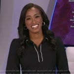 Brittany's black contrast trim collared dress on Good Morning America