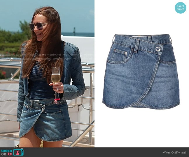 Coperni Wrap Denim Miniskirt worn by Meredith Marks on The Real Housewives of Salt Lake City
