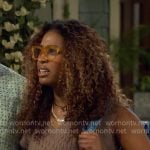 Courtney’s brown cable knit sweater vest on The Neighborhood