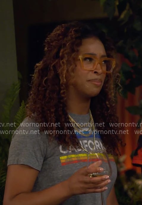 Courtney's grey California t-shirt on The Neighborhood