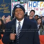 Craig’s navy double breasted coat on Today