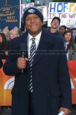 Craig's navy double breasted coat on Today