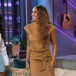 Crystle Stewart’s brown top and tie waist skirt on The Kelly Clarkson Show