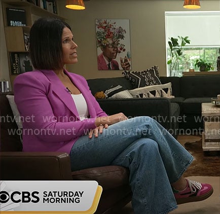 Dana Jacobson’s pink blazer and sneakers on CBS Mornings