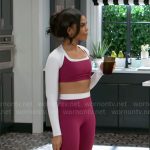 Dani’s pink and white sports bra and leggings on Beyond the Gates