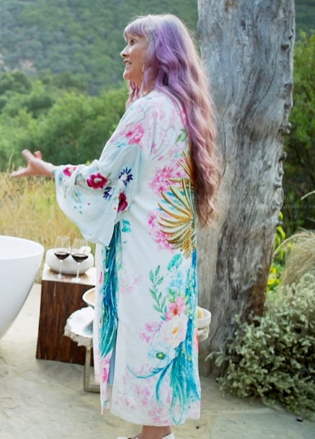 Dani's floral print robe on The Golden Bachelor
