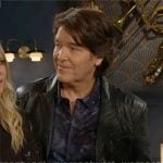 Danny’s blue printed shirt and leather blazer on The Young and the Restless