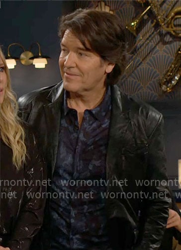 Danny's blue printed shirt and leather blazer on The Young and the Restless