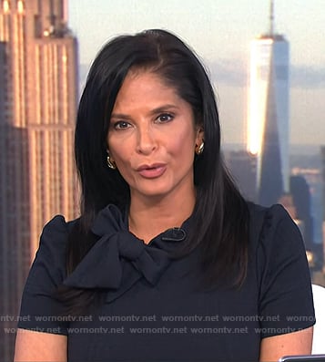 Darlene’s navy tie neck dress on Today
