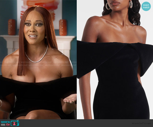 David Koma Off-shoulder dress worn by Ashley Darby on The Real Housewives of Potomac