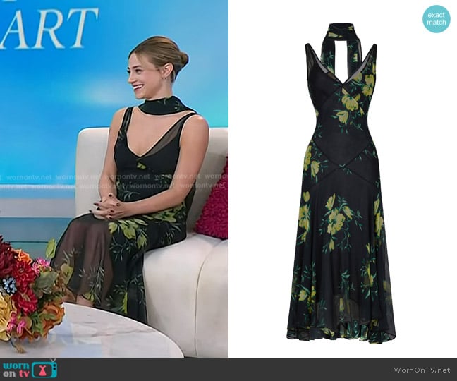De La Vali Mistica Silk-Chiffon Midi Dress worn by Lili Reinhart on Today