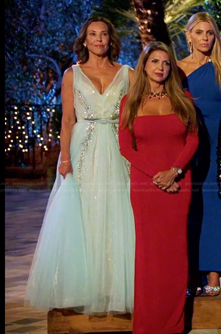 Debbie's blue embellished dress on The Golden Bachelor