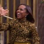 Deborah Roberts’s leopard print tie neck blouse on Live with Kelly and Mark