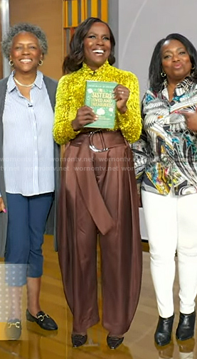 Deborah's brown belted pants on Good Morning America