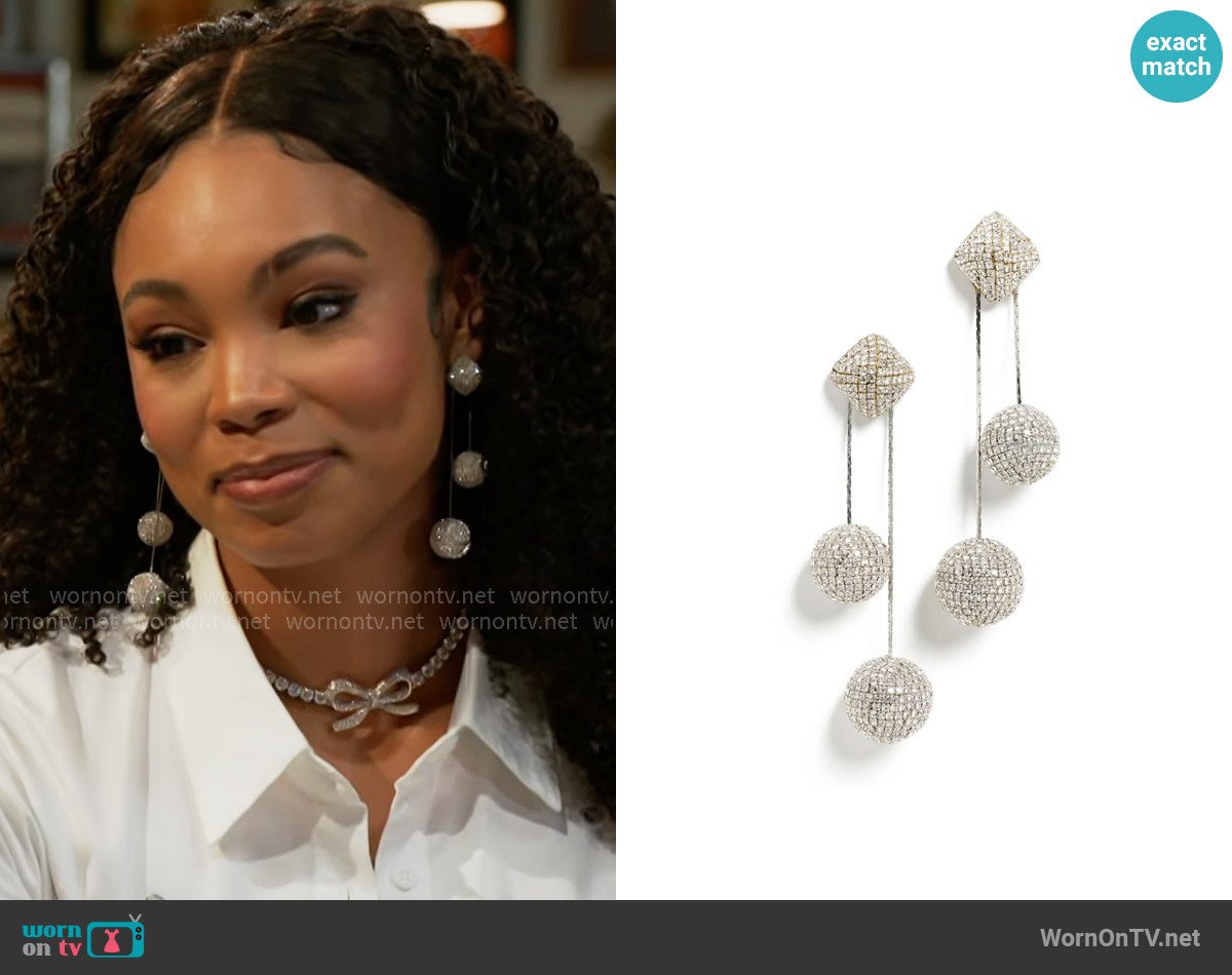 Deepa Gurnani Taryn Earrings worn by Chelsea Hamilton (RhonniRose Mantilla) on Beyond the Gates