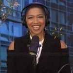 Deja Vu’s black cold shoulder blazer on Live with Kelly and Mark