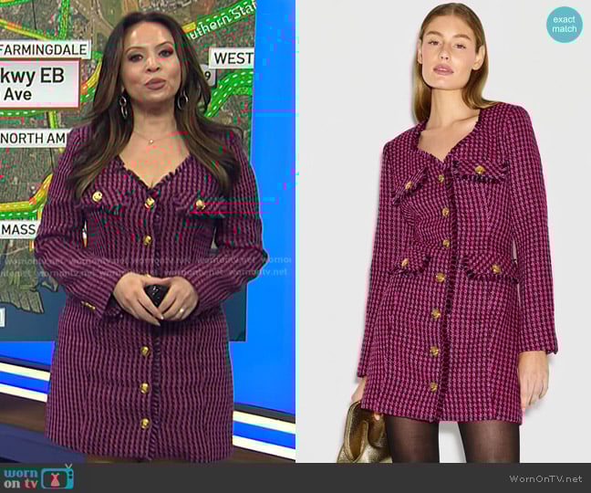 Derek Lam 10 Crosby Long Sleeve Tweed Mini Dress worn by Adelle Caballero on Today