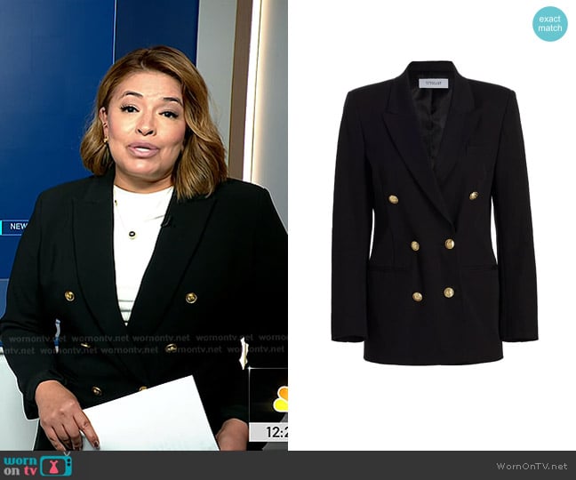 Derek Lam 10 Crosby Walter Double-Breasted Jacket in Black worn by Gilma Avalos on NBC News Daily