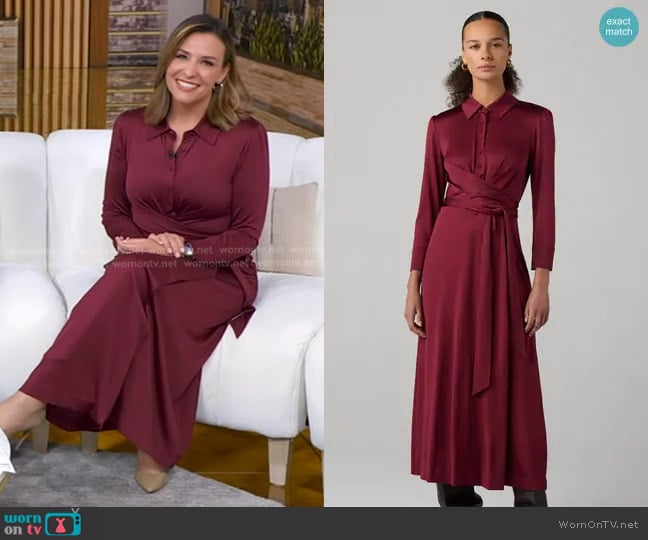 Diane von Furstenberg Sana Wrap Dress in Wine Pink worn by Mary Bruce on Good Morning America