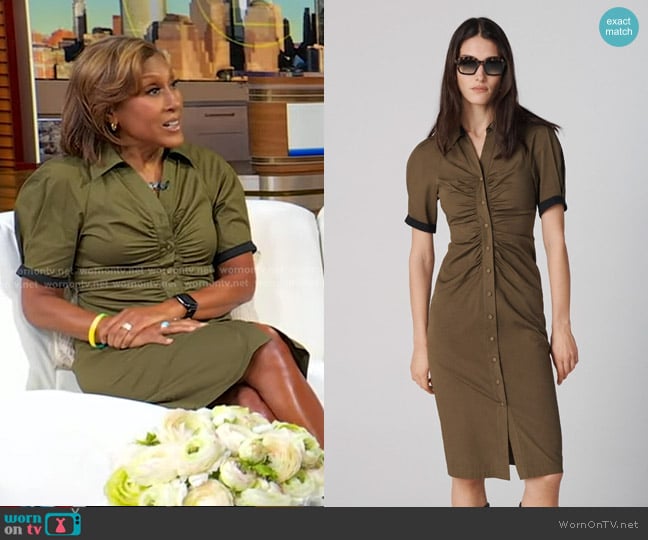 Diane von Furstenberg Sheskita Dress in Dark Olive worn by Robin Roberts on Good Morning America