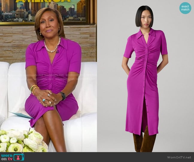 Diane von Furstenberg Zoey Dress in Purple Wine worn by Robin Roberts on Good Morning America