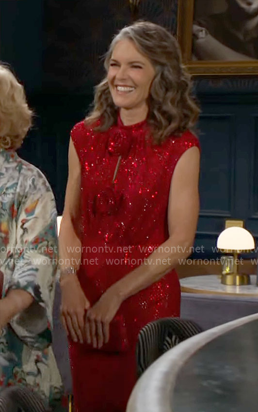 Diane's red sparkly rosette dress on The Young and the Restless