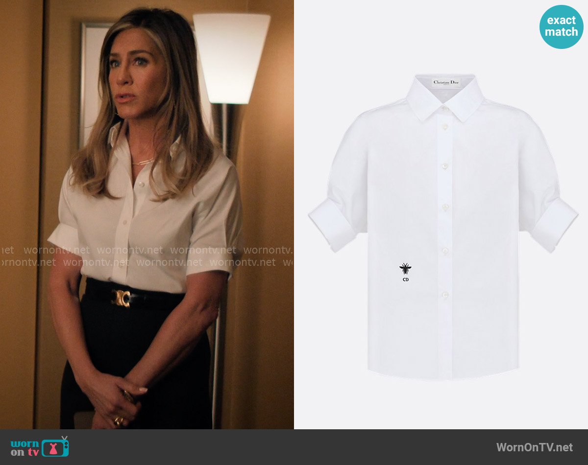 Dior Blouse with Puff Sleeves worn by Alex Levy (Jennifer Aniston) on The Morning Show