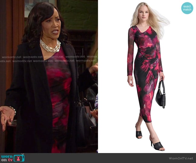 Paulina’s red print asymmetric dress on Days of our Lives
