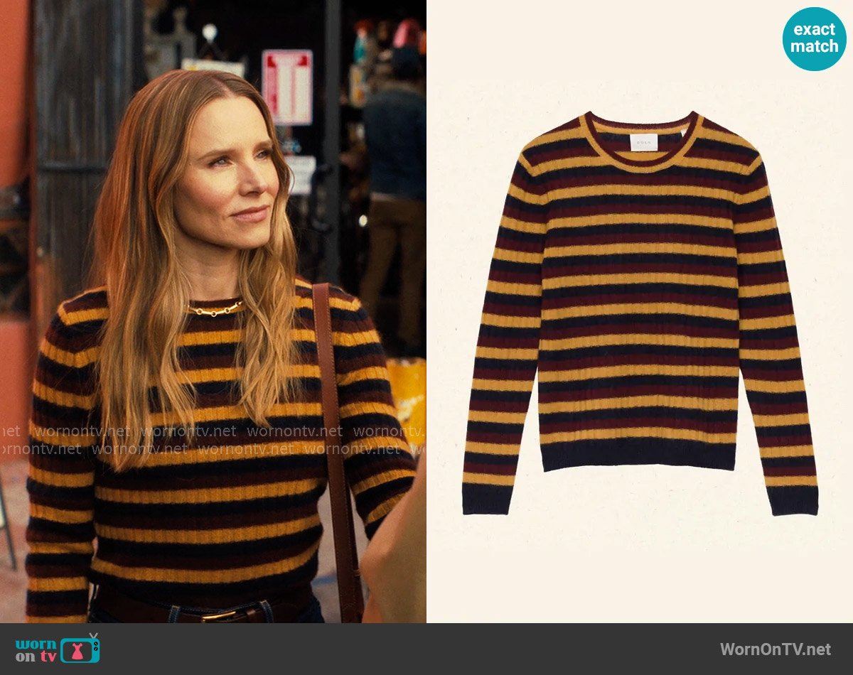 Doen Hyeres Cashmere Sweater in Carrington Stripe worn by Joanne (Kristen Bell) on Nobody Wants This