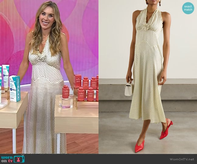 Doen Mazarin Halterneck Dress in Cream worn by Sarah Eggenberger on Today