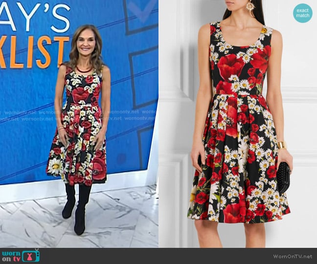 Dolce & Gabbana Floral Print Cotton Poplin Dress worn by Joy Bauer on Today