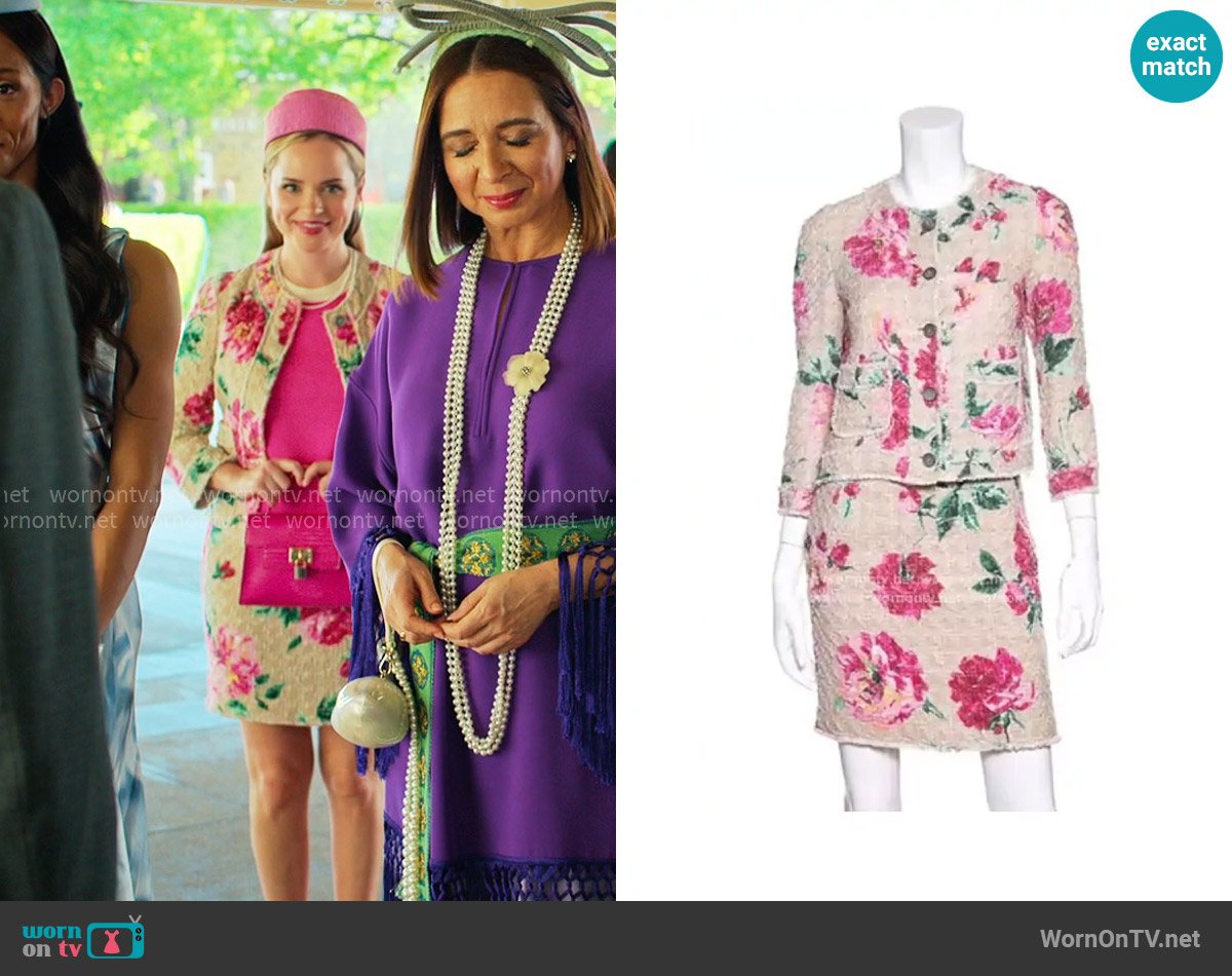 Dolce & Gabbana Floral Tweed Skirt Suit worn by Ainsley (Stephanie Styles) on Loot