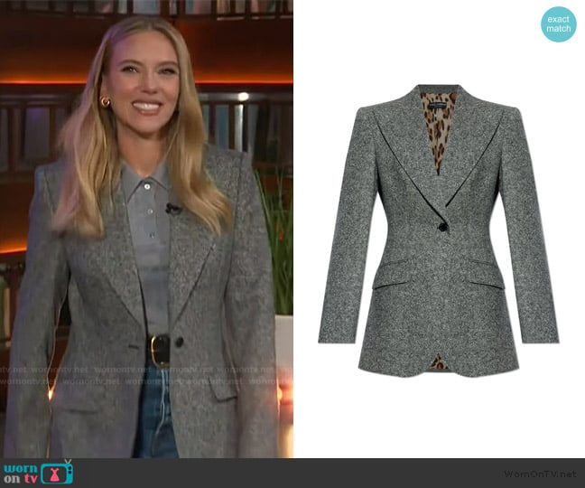 Dolce & Gabbana Single Breasted Straight Hem Jacket worn by Scarlett Johansson on The Kelly Clarkson Show