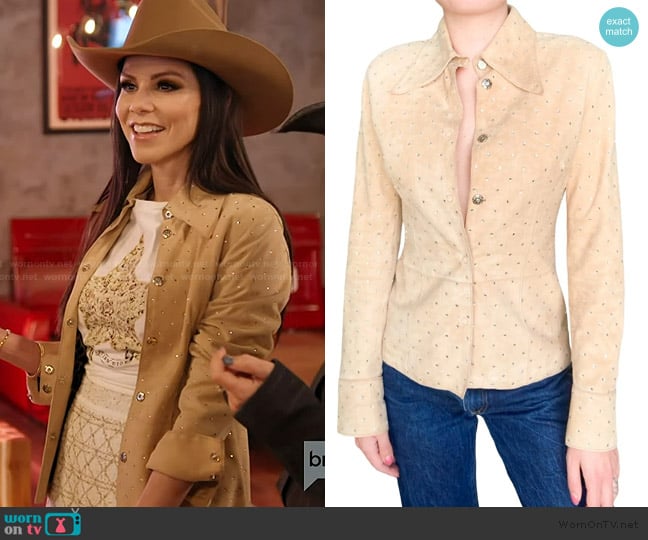 Dolce & Gabbana Swarovski-Studded Suede Jacket worn by Heather Dubrow on The Real Housewives of Orange County