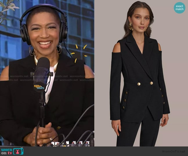 Donna Karan New York Cold Shoulder Blazer worn by Deja Vu on Live with Kelly and Mark