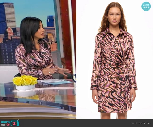 Donna Morgan Long Sleeve Overlap Mini Dress worn by Dr. Tara Narula on Good Morning America