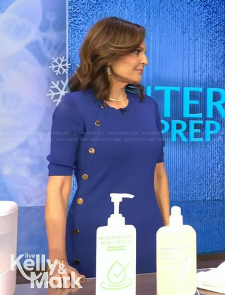 Dr Doris Day's blue button detail dress on Live with Kelly and Mark