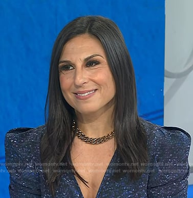 Dr. Heather Hirsch’s blue print v-neck dress on Today